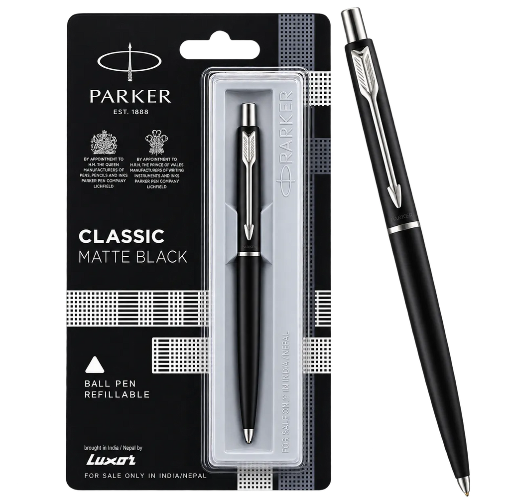 Parker Classic Matte Black Chrome Trim Ball Pen