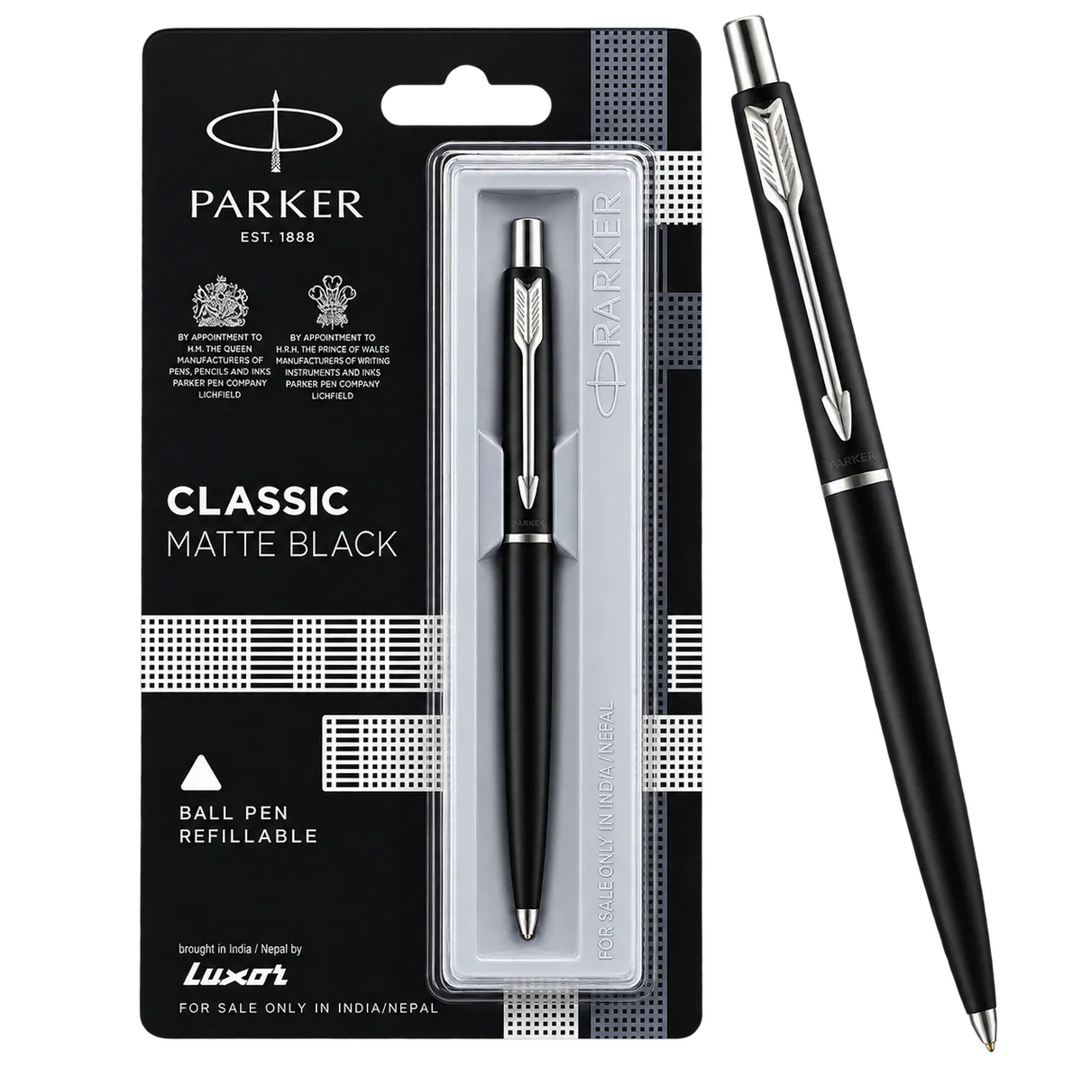 Parker Classic Matte Black Chrome Trim Ball Pen