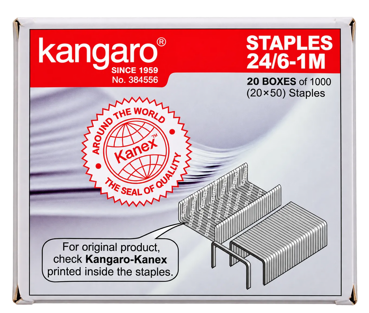 Kangaro 24/6-1M Staples – 1000 Heavy-Duty Office Stapler Pins