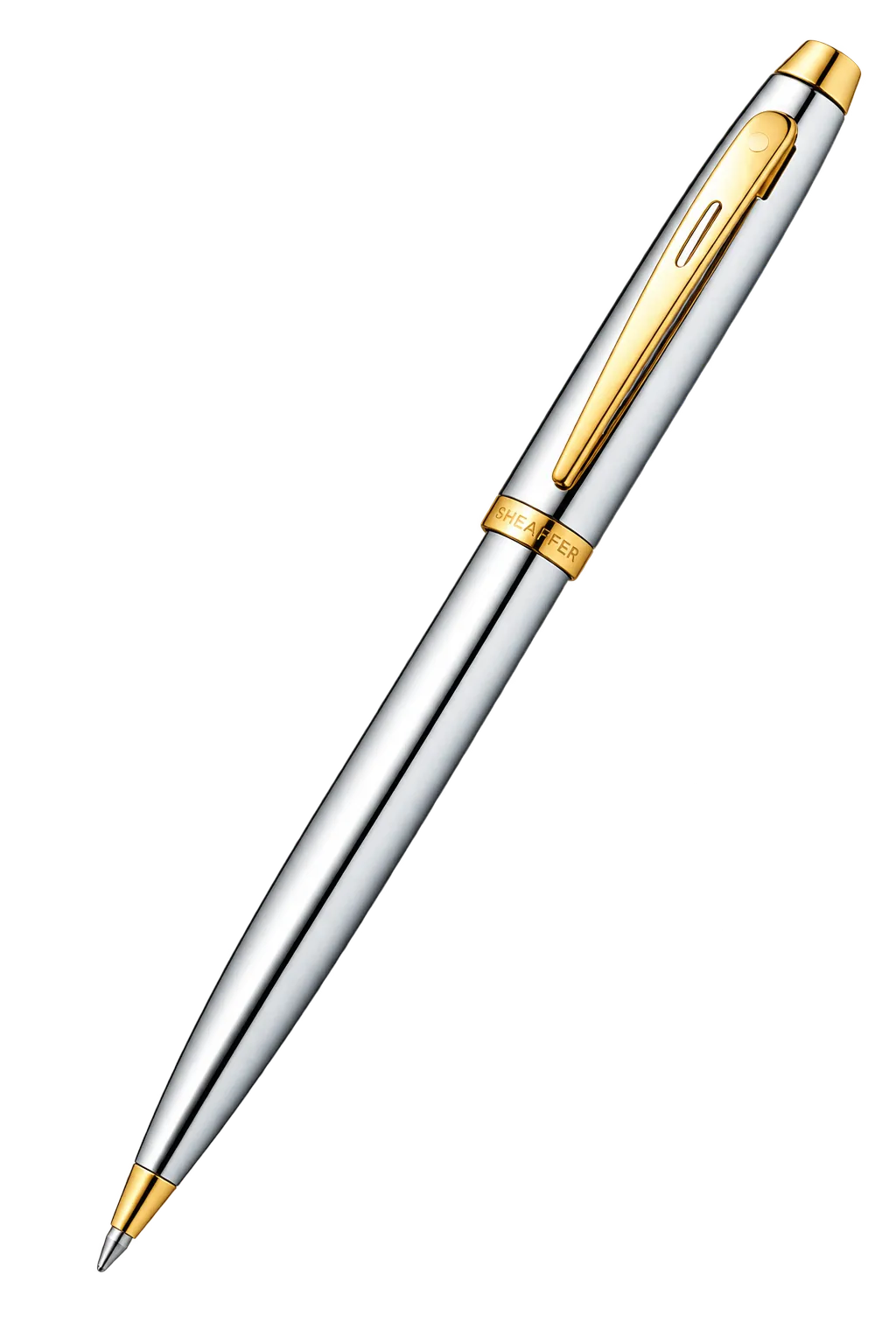 Title: Sheaffer Gift Set 100 Ballpoint Pen With Table Clock Bright Chrome With Gold Trims