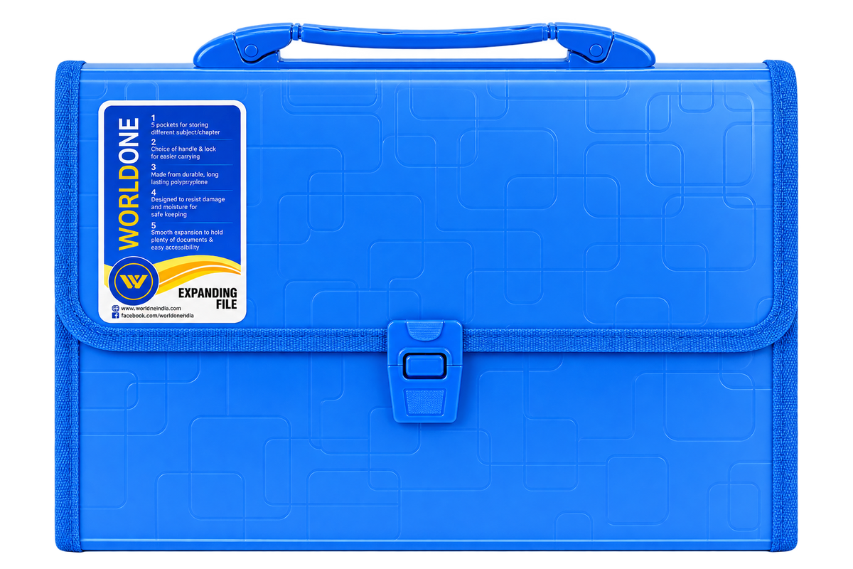 Worldone Expanding File Folder with Handle & Lock 13 Indexed Pocket for Document