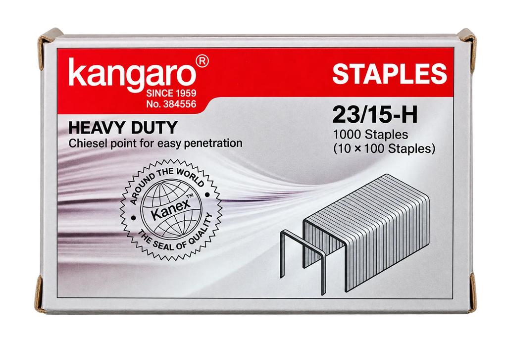 Kangaro 23/15-H Heavy Duty Staples – 15mm, 10 Boxes × 1000 Staples
