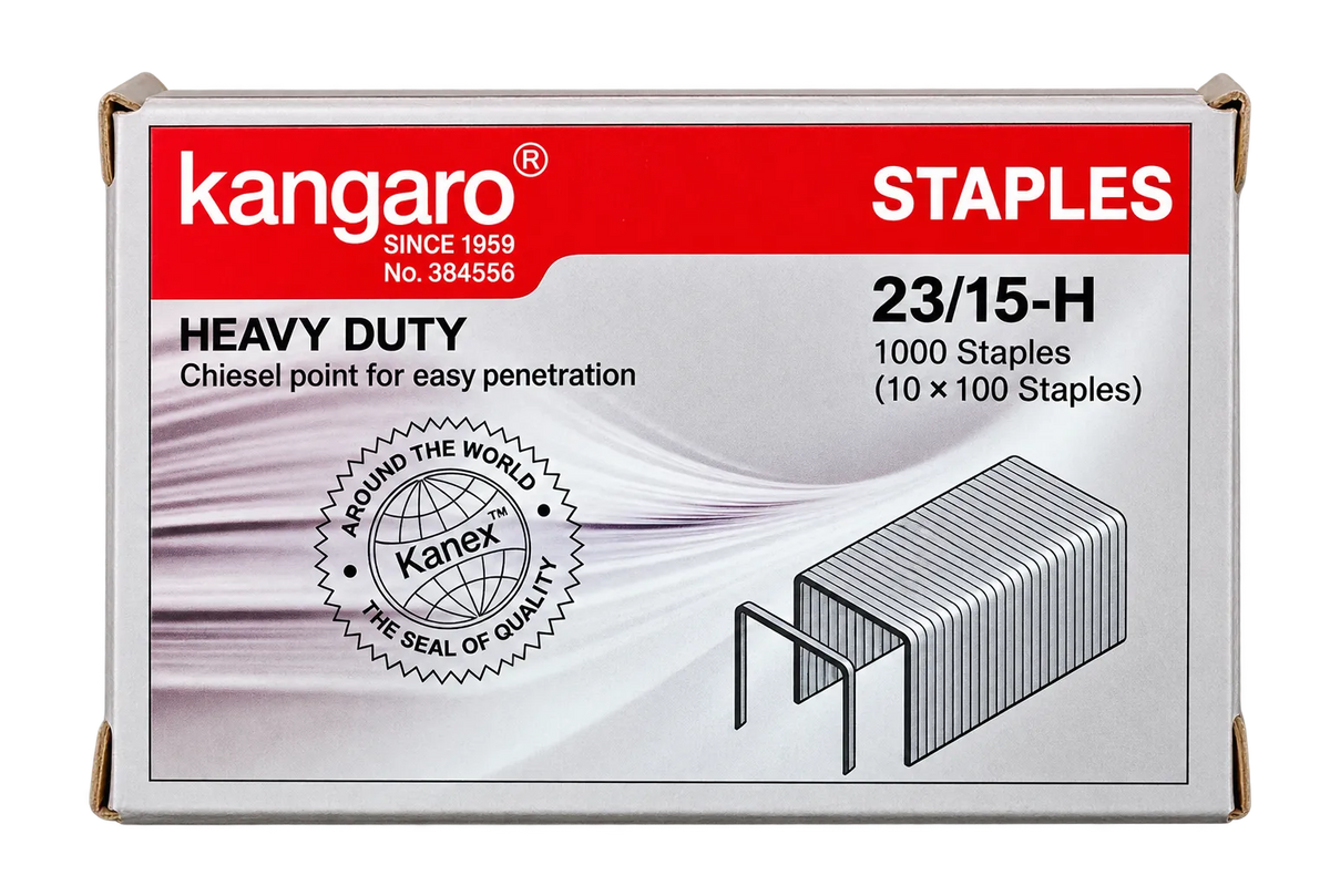 Kangaro 23/15-H Heavy Duty Staples – 15mm, 10 Boxes × 1000 Staples