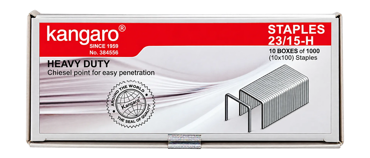 Kangaro 23/15-H Heavy Duty Staples – 15mm, 10 Boxes × 1000 Staples