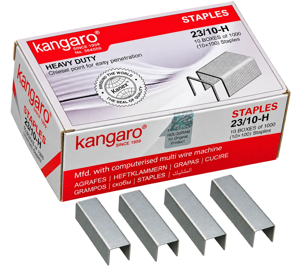 Kangaro 23/10-H Heavy Duty Staple Pins – 10 Boxes × 1000 Staples