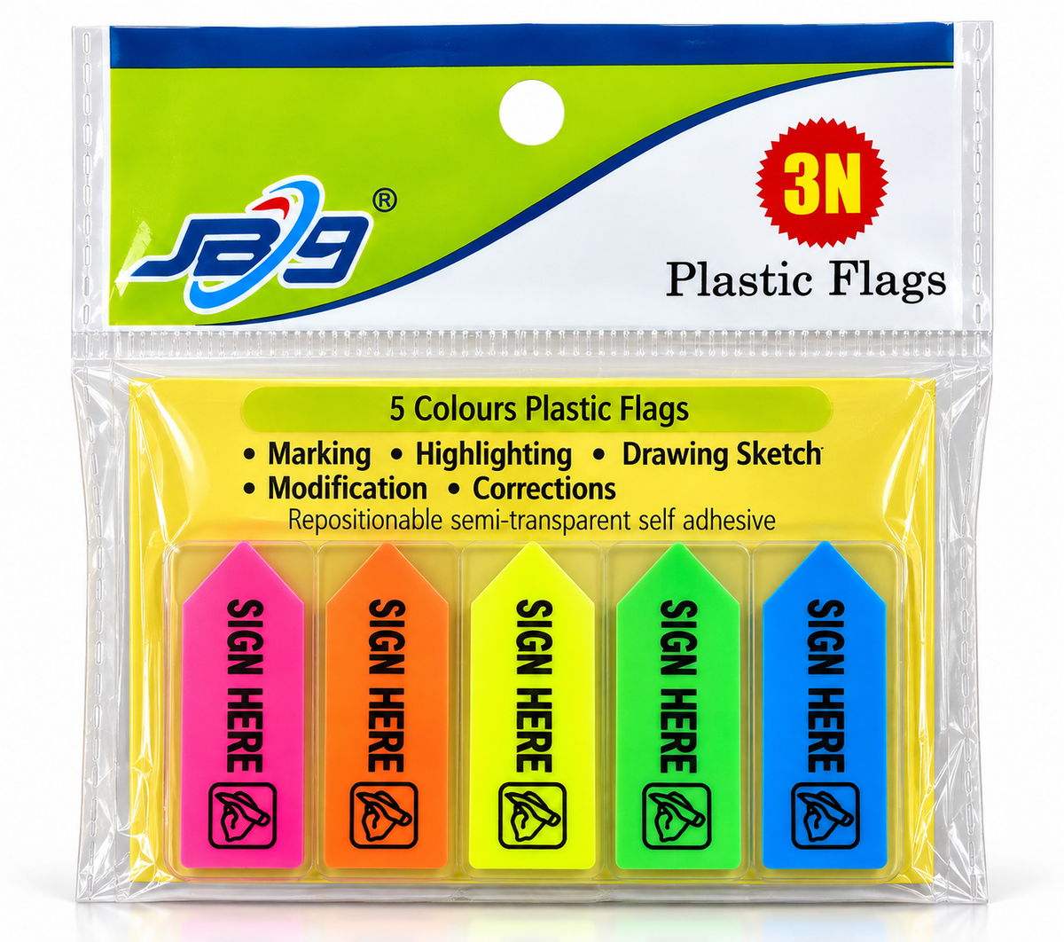 JB9 Sign Here Plastic Flags 5 Colours