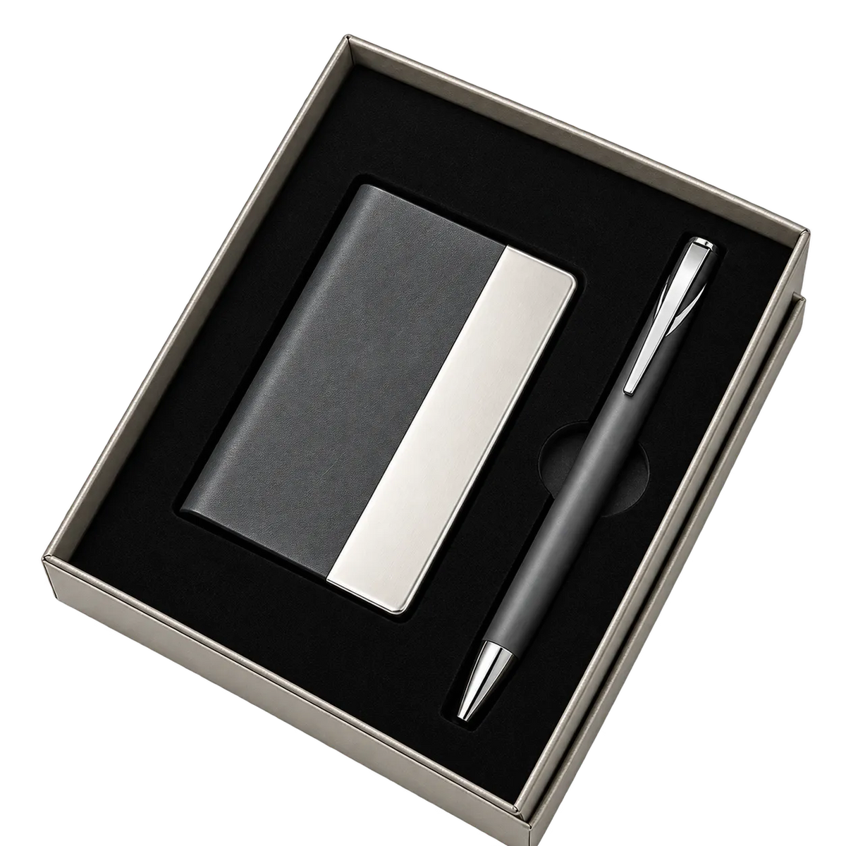 Premium 2-in-1 Metal Pen & Business Card Holder Gift Set
