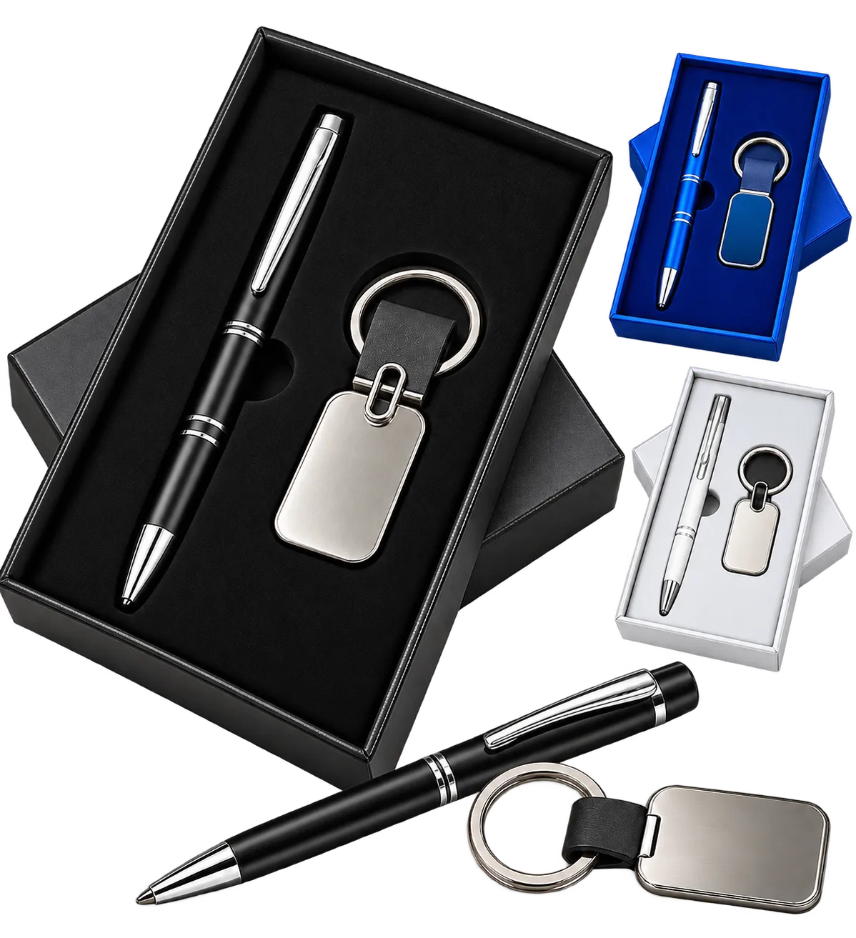 Premium 2-in-1 Metal Pen & Oval Keychain Gift Set
