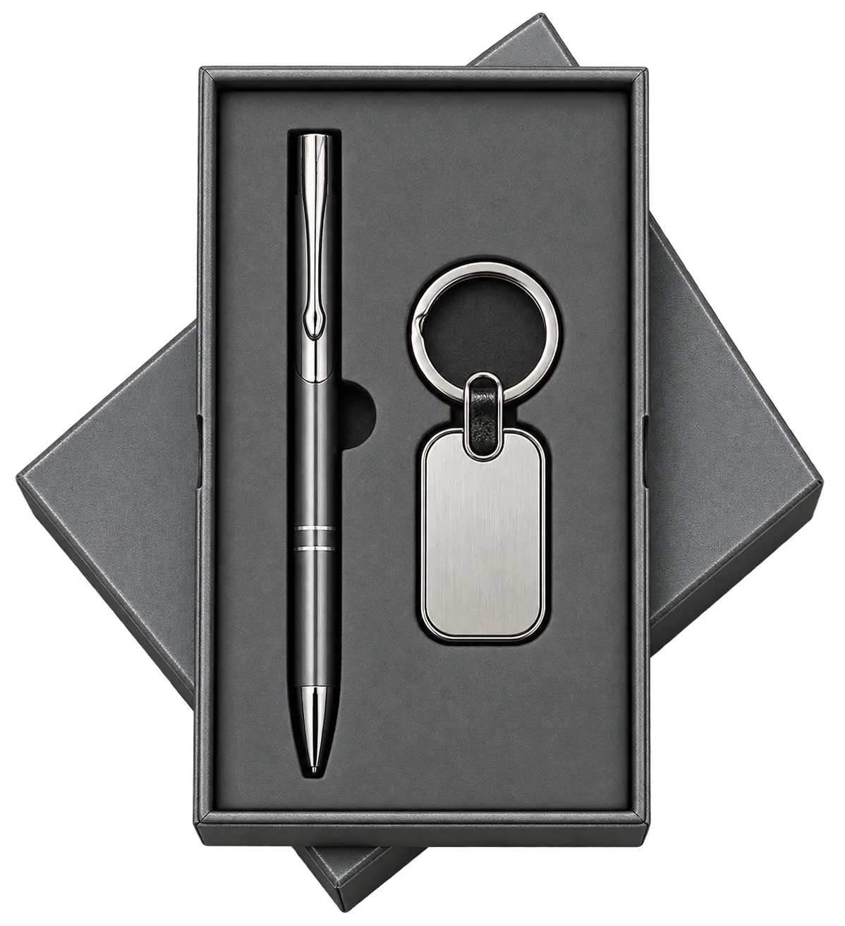 Premium 2-in-1 Metal Pen & Oval Keychain Gift Set