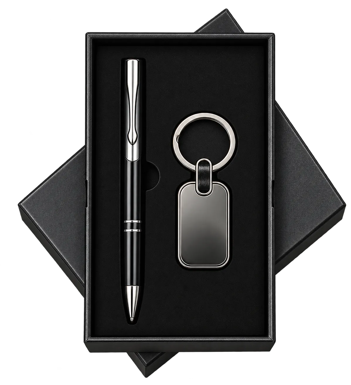 Premium 2-in-1 Metal Pen & Oval Keychain Gift Set