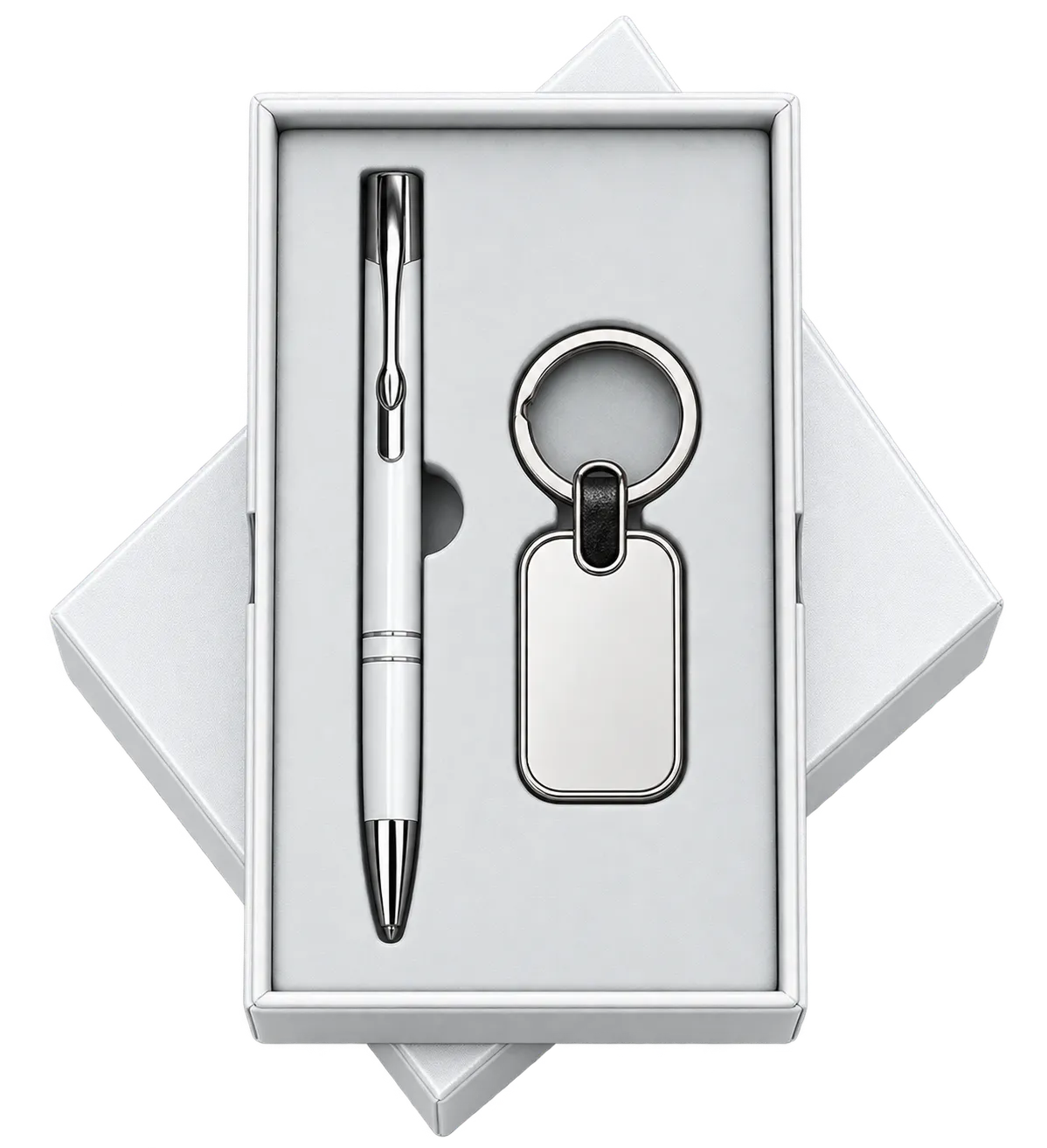 Premium 2-in-1 Metal Pen & Oval Keychain Gift Set