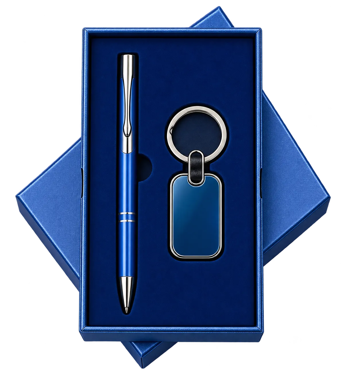 Premium 2-in-1 Metal Pen & Oval Keychain Gift Set