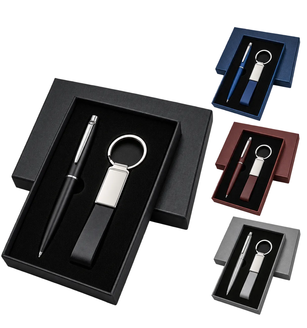 Premium Executive 2-in-1 Metal Pen & PU Keychain Gift Set - H922