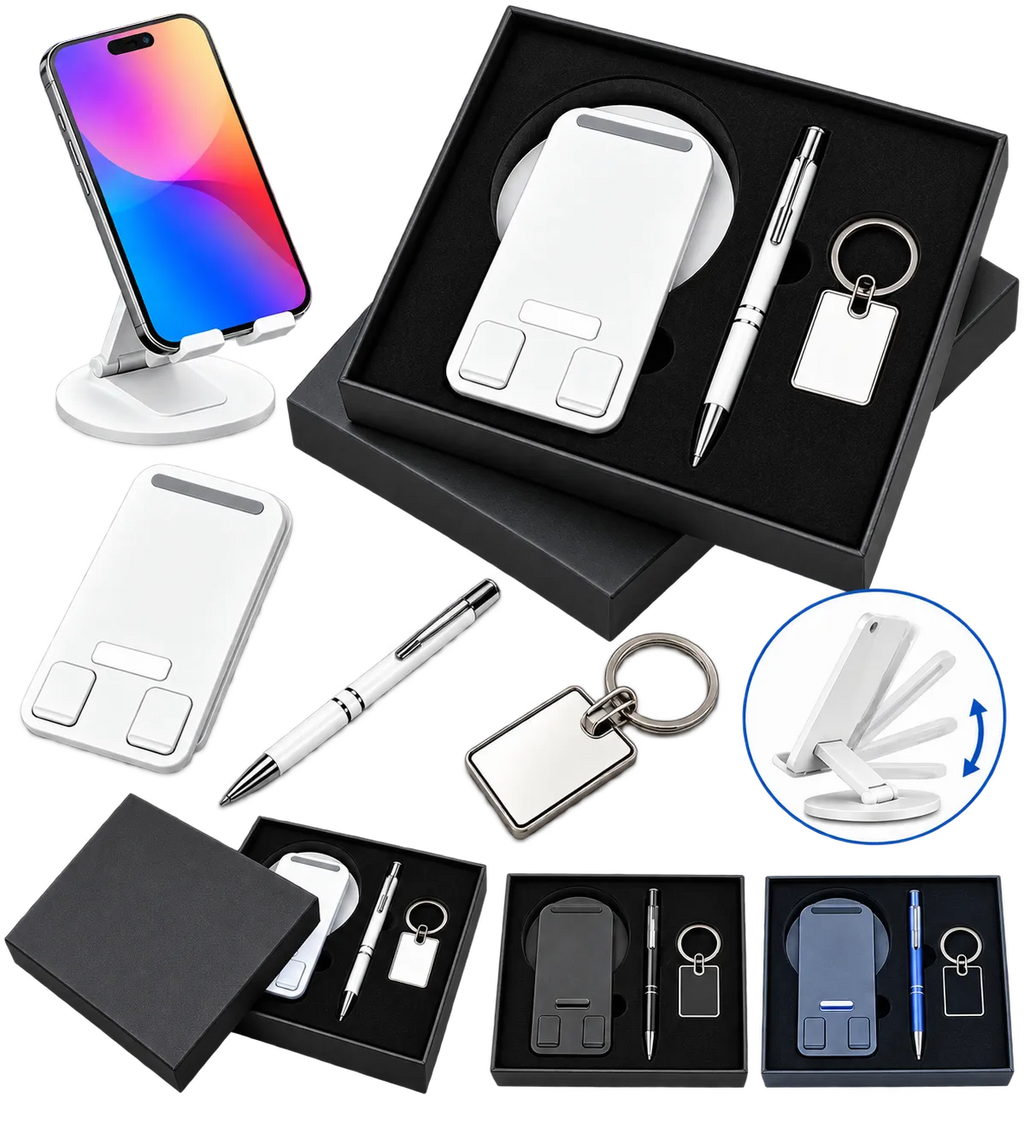 Premium 3-in-1 Mobile Stand, Pen & Keychain Gift Set