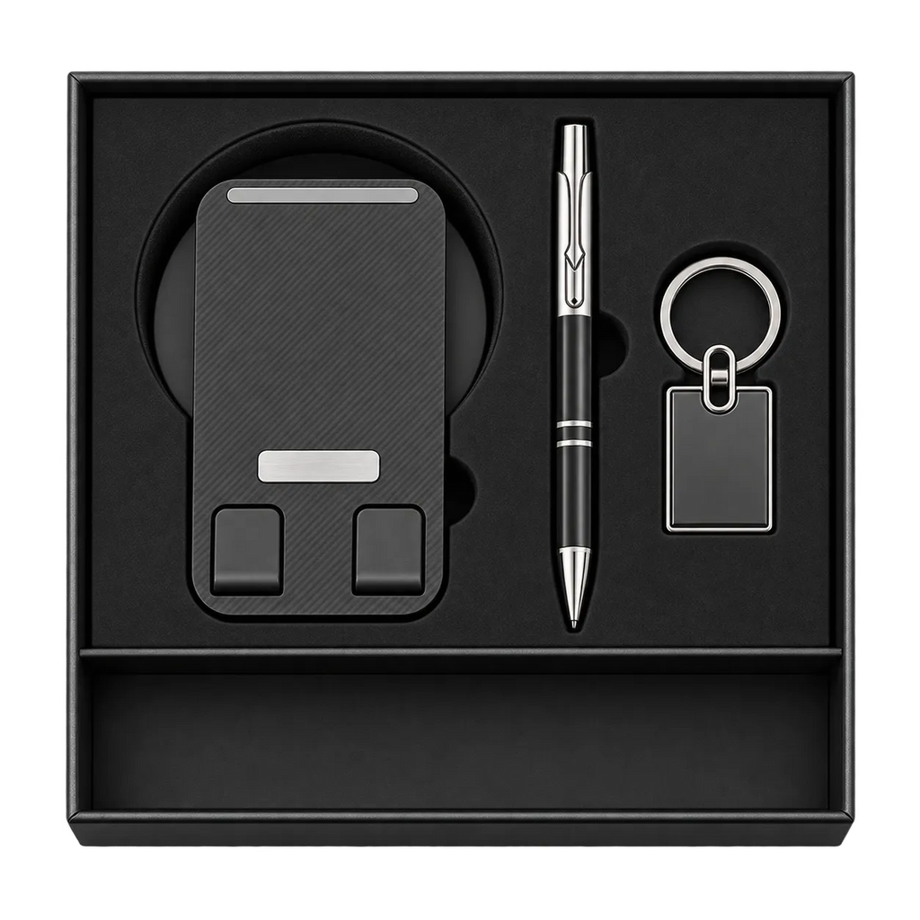 Premium 3-in-1 Mobile Stand, Pen & Keychain Gift Set