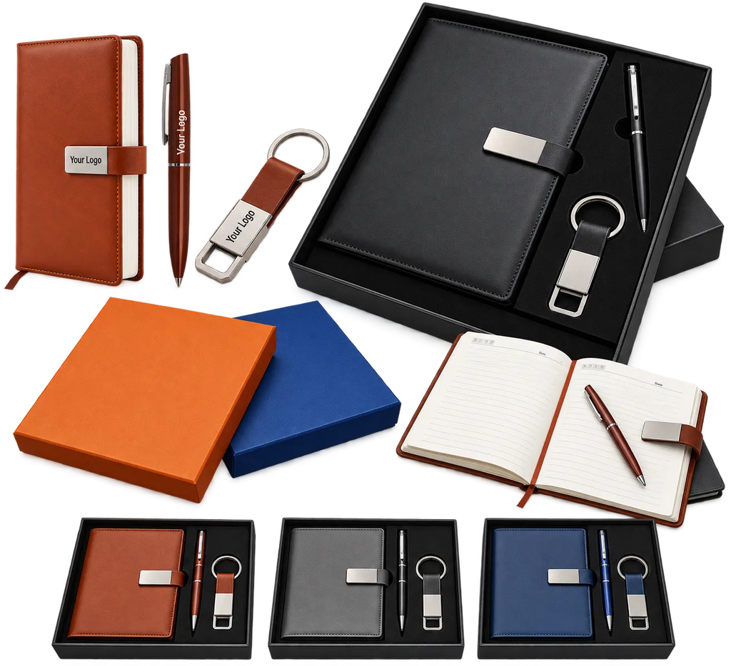 Premium 3-in-1 A5 Diary, Pen & Keychain Gift Set