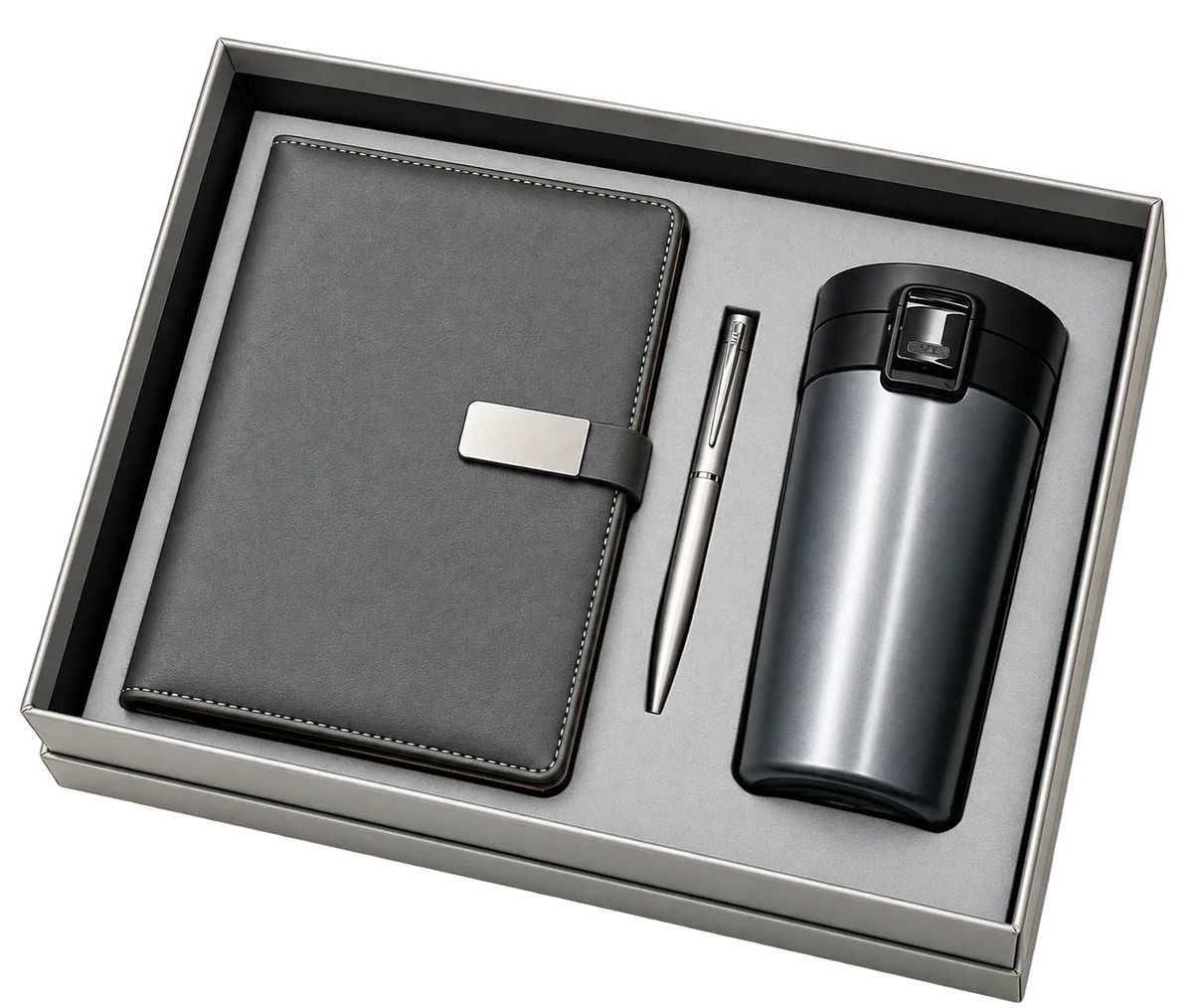 Premium 3-in-1 Diary, Vacuum Mug & Pen Gift Set