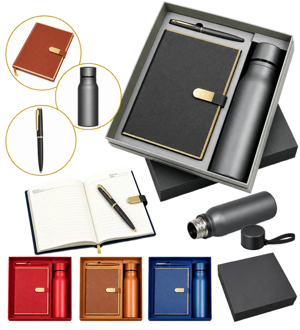 Premium 3-in-1 Diary, Bottle & Pen Gift Set
