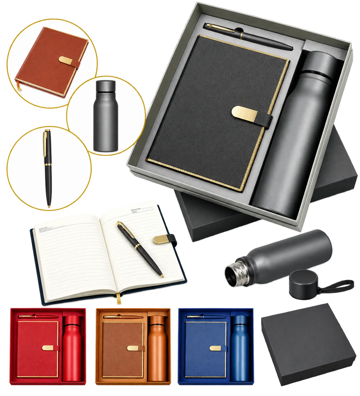 Premium 3-in-1 Diary, Bottle & Pen Gift Set