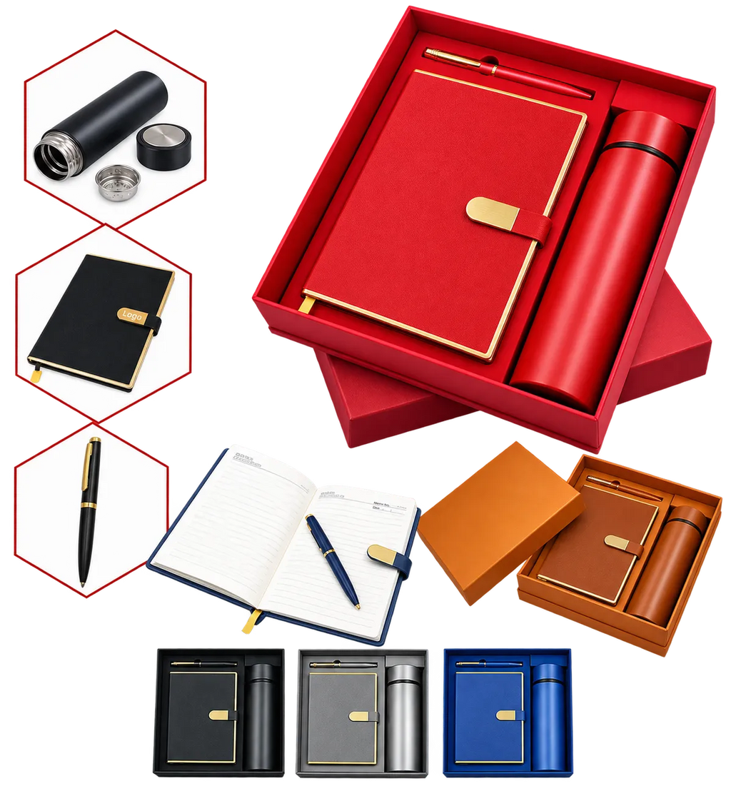 Premium 3-in-1 Vacuum Flask, Diary & Pen Gift Set