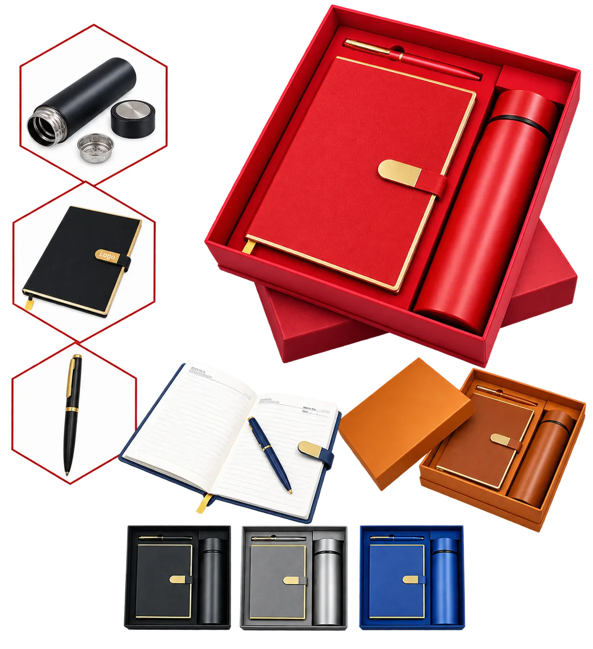 Premium 3-in-1 Vacuum Flask, Diary & Pen Gift Set