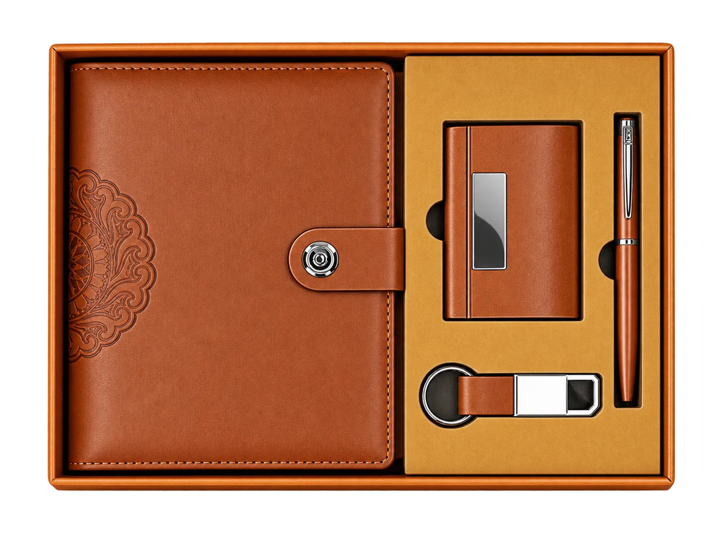 Premium 4-in-1 Executive Diary, Pen, Keychain & Card Holder Set