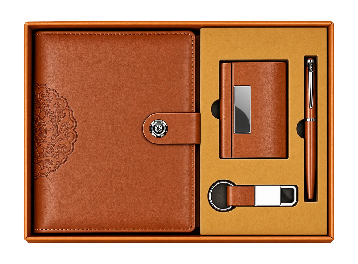 Premium 4-in-1 Executive Diary, Pen, Keychain & Card Holder Set