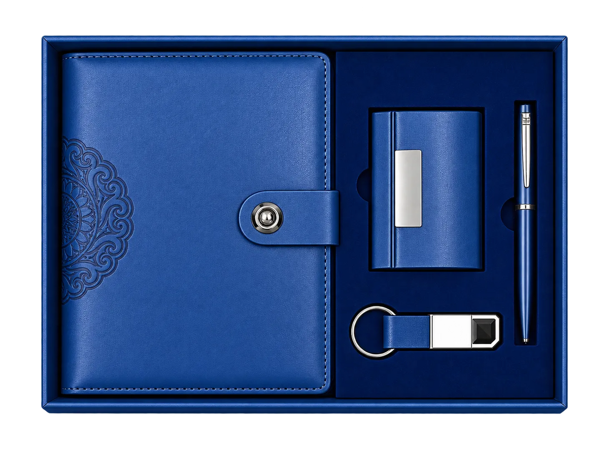 Premium 4-in-1 Executive Diary, Pen, Keychain & Card Holder Set
