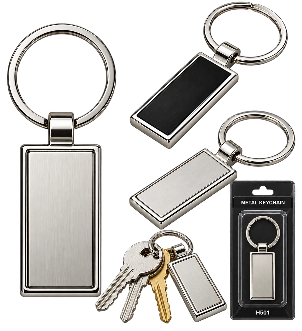 Square Shape Metal Keychain