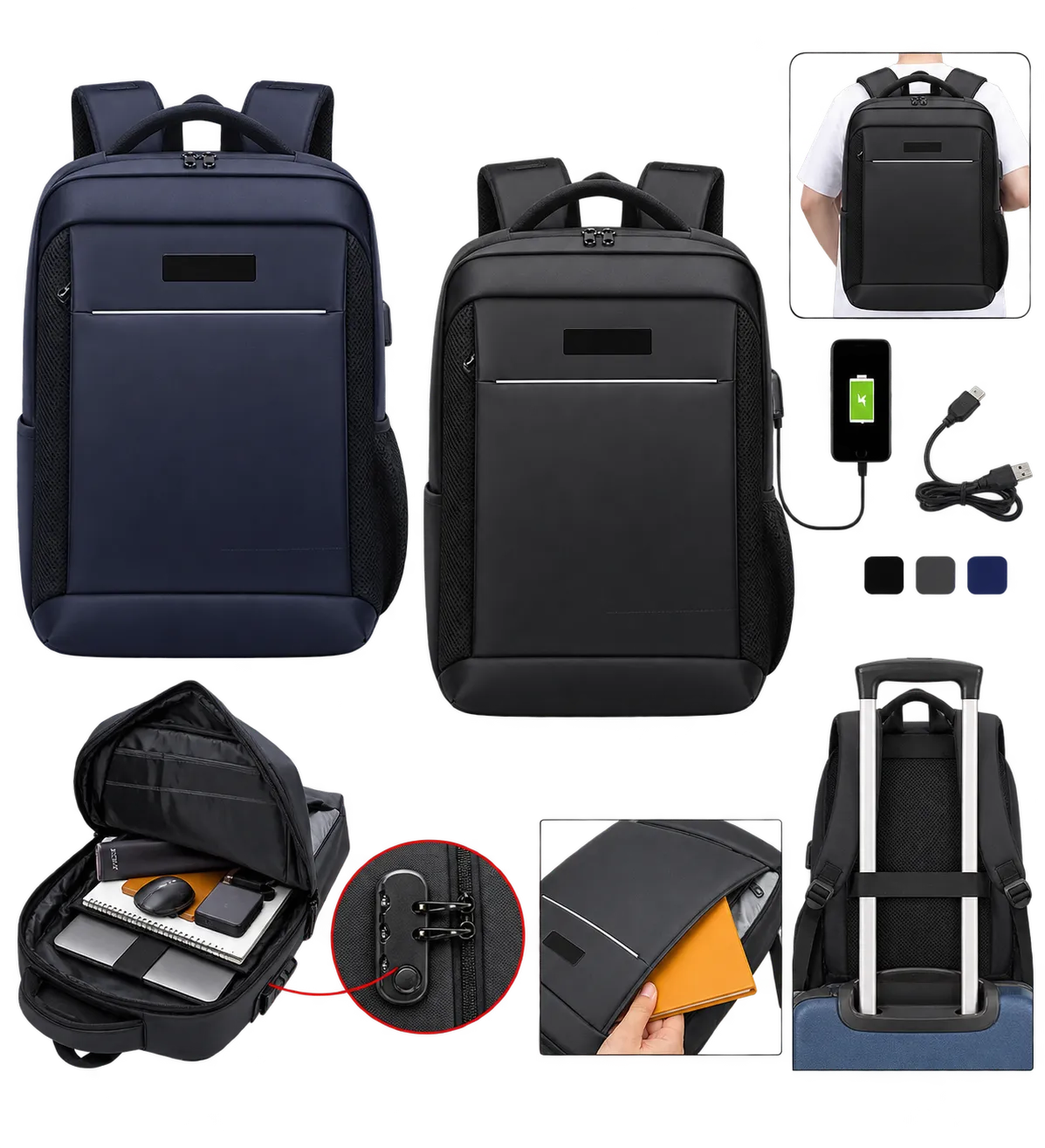 Premium Anti-Theft Travel Laptop Backpack with USB Port