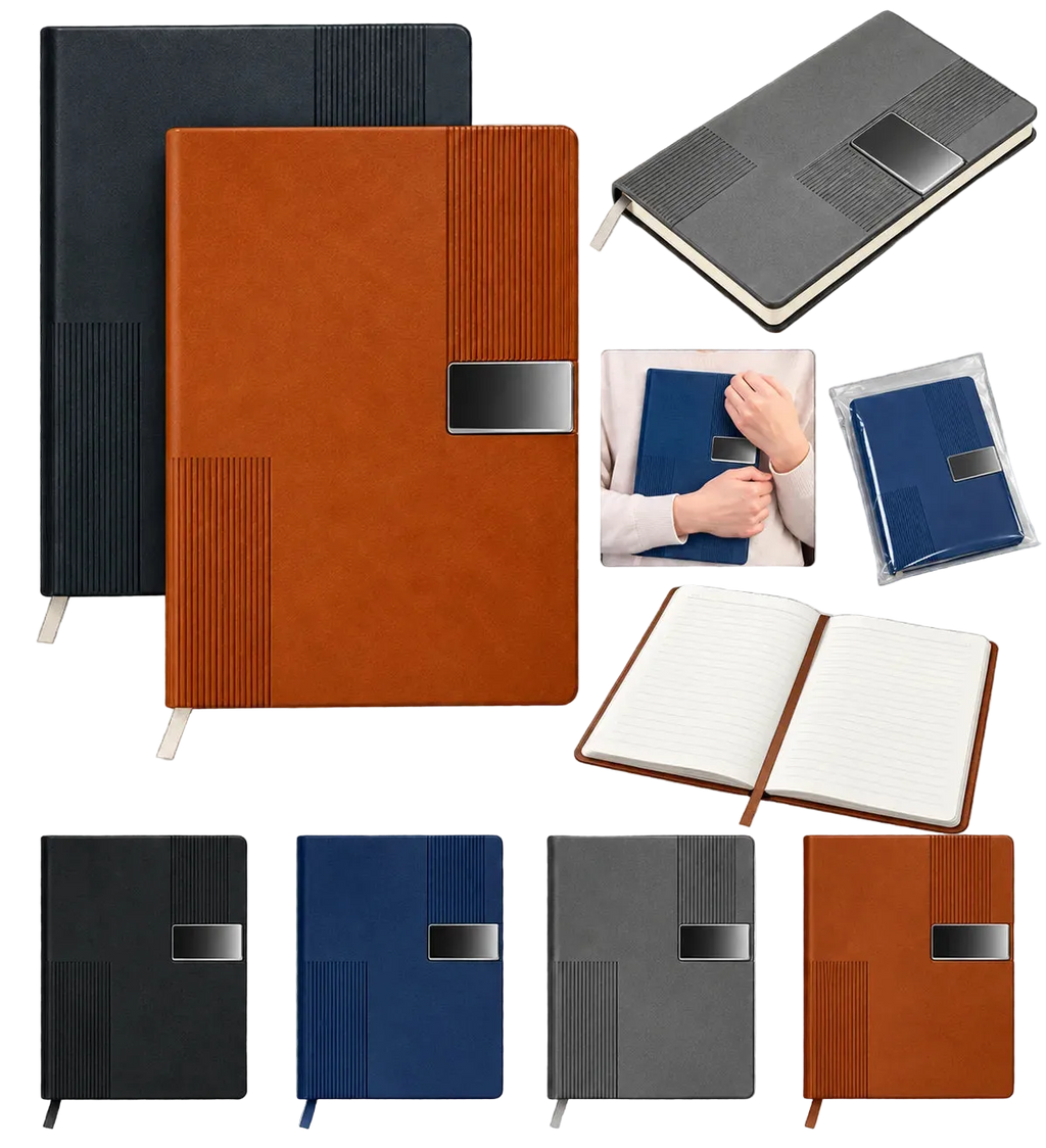 Premium A5 PU Leather Notebook Diary With Metal Logo Plate