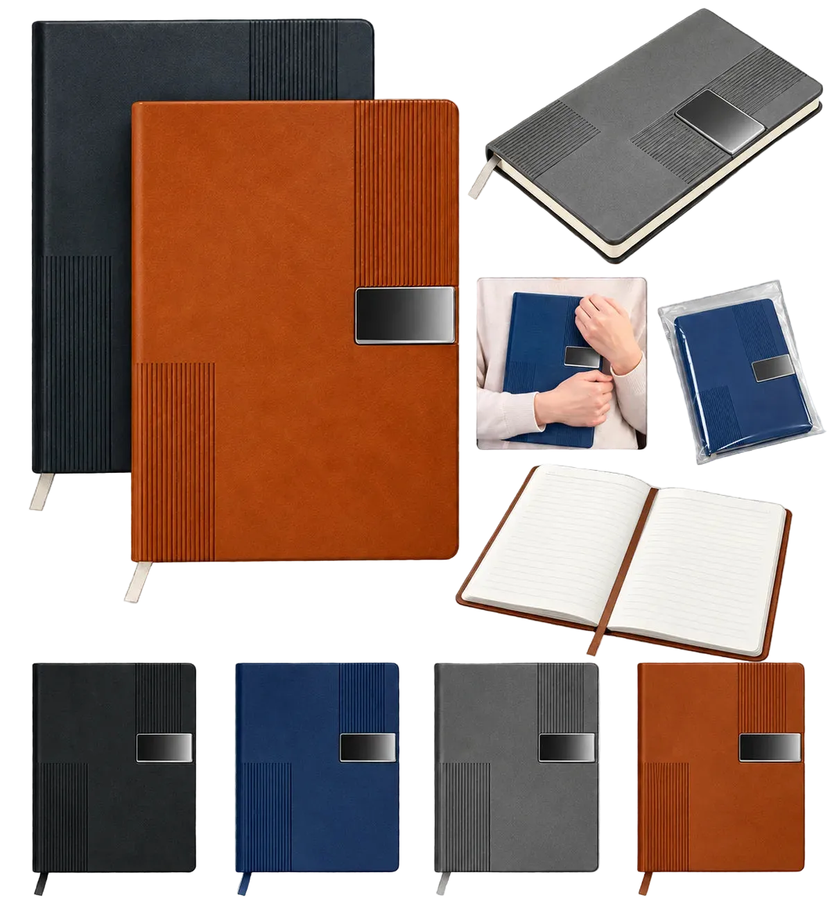 Premium A5 PU Leather Notebook Diary With Metal Logo Plate