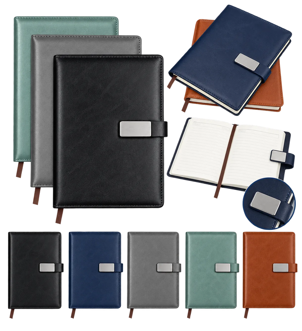 Premium PU Leather Office Notebook Diary With Metal Logo Plate