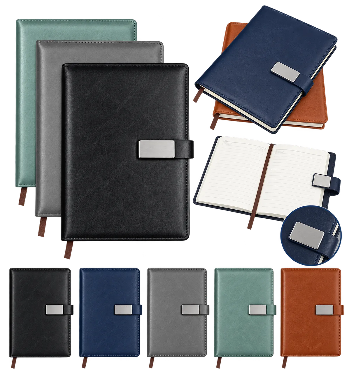 Premium PU Leather Office Notebook Diary With Metal Logo Plate