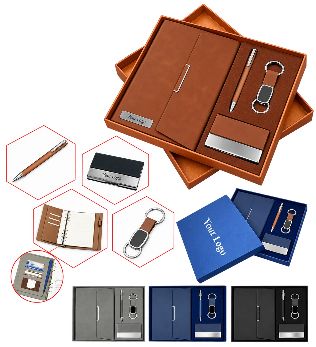Premium 4-in-1 Executive Diary, Pen, Keychain & Card Holder Set- H977