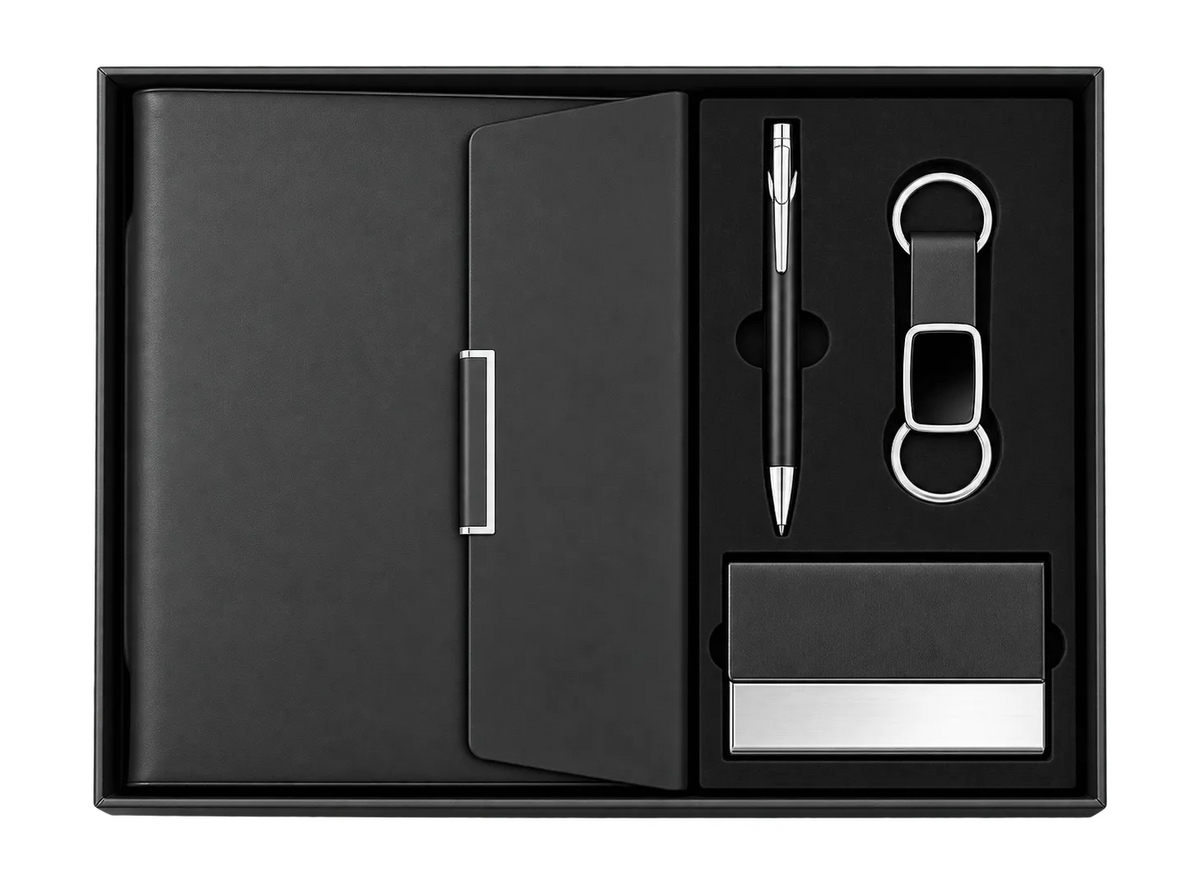 Premium 4-in-1 Executive Diary, Pen, Keychain & Card Holder Set- H977