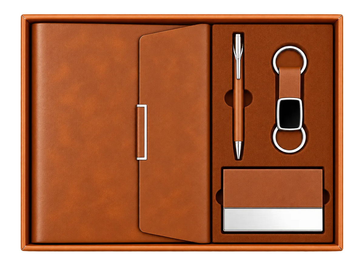 Premium 4-in-1 Executive Diary, Pen, Keychain & Card Holder Set- H977