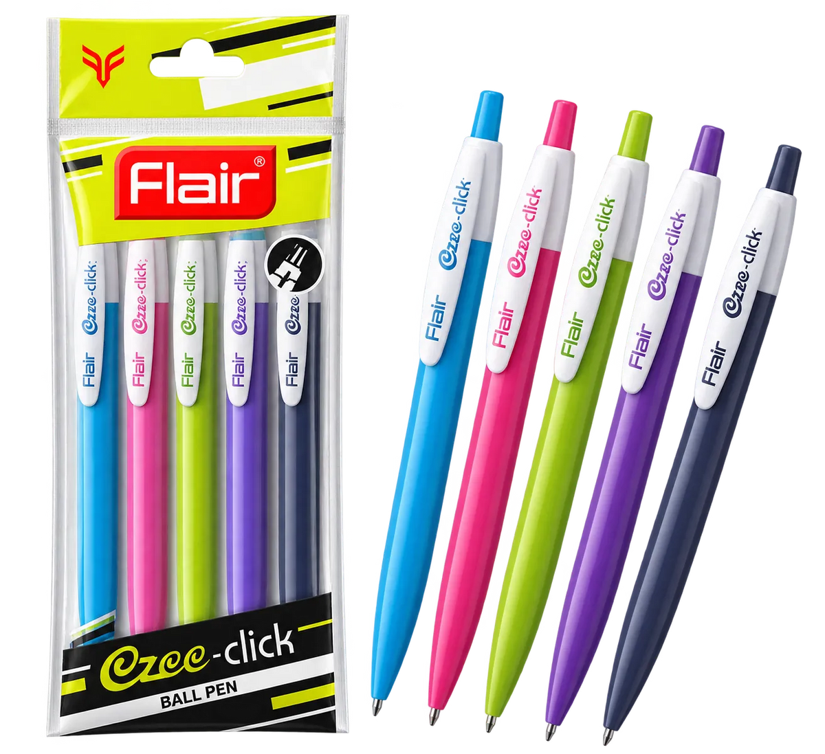 Flair Ezee Click Ball Pens - Pack of 5