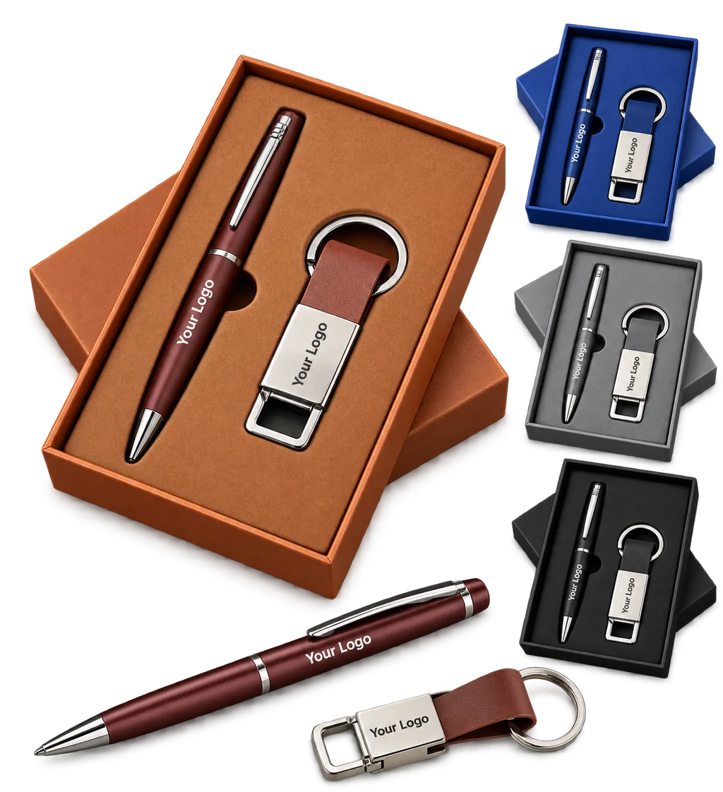 Premium 2-in-1 Metal Pen & Hook Keychain Gift Set