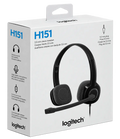 Logitech H151 Wired On-Ear Headphones with Mic – Black