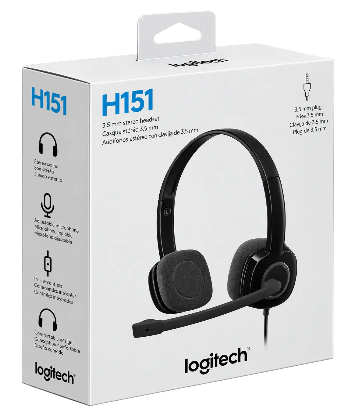 Logitech H151 Wired On-Ear Headphones with Mic – Black