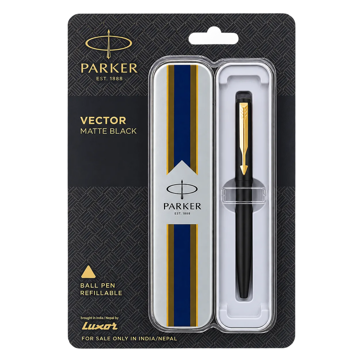 Parker Vector Matte Black Ballpoint Pen With Gold Trim