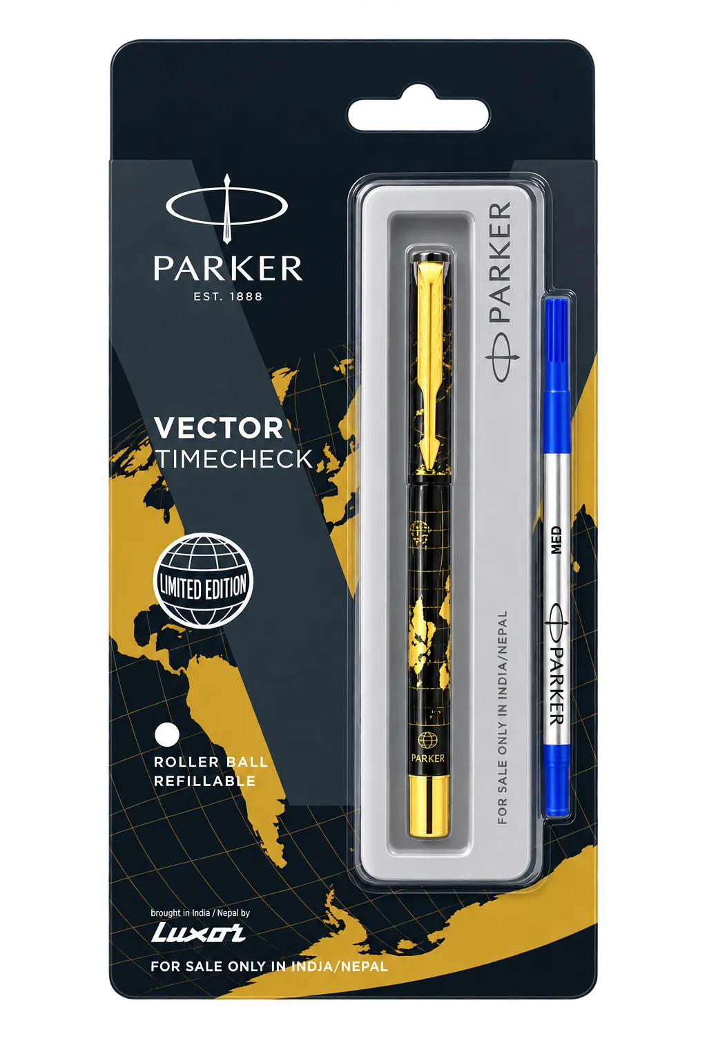 Parker Vector Timecheck Limited Edition Gold Trim Rollerball Pen