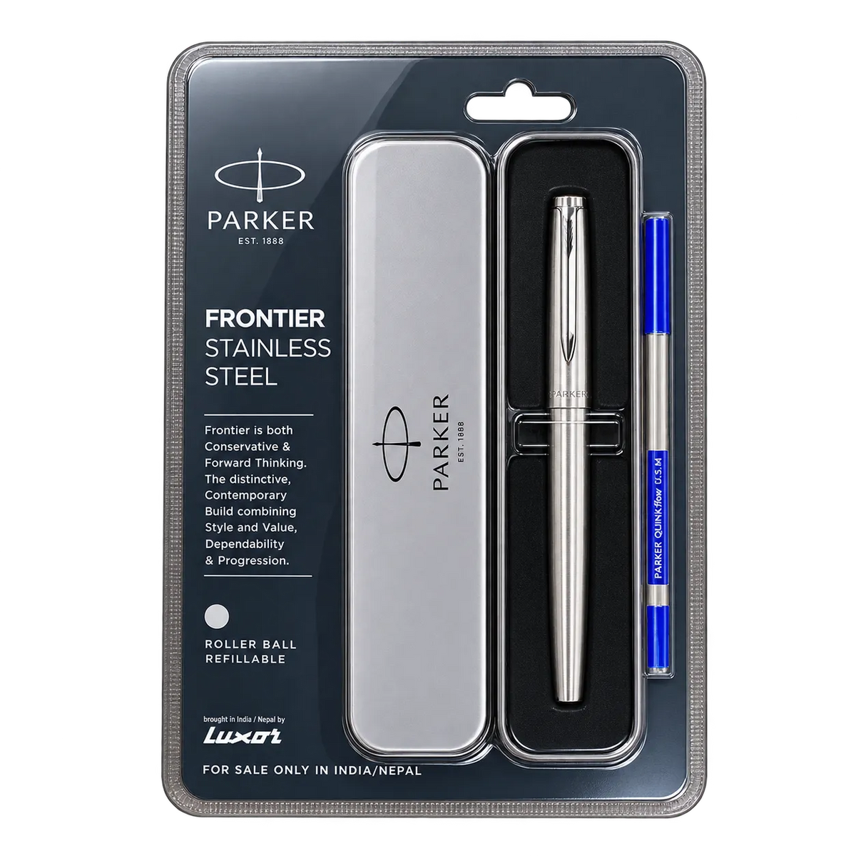 Parker Frontier Stainless Steel Chrome Trim Rollerball Pen