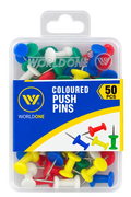 WorldOne Coloured Push Pins – 50 Pcs
