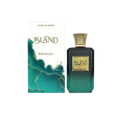 Perfume bottle and packaging with 'Island' branding on a white background